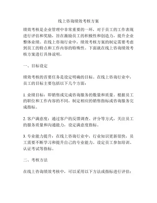 线上咨询绩效考核方案