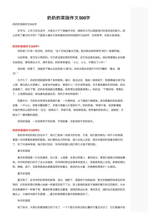 奶奶的菜园作文500字