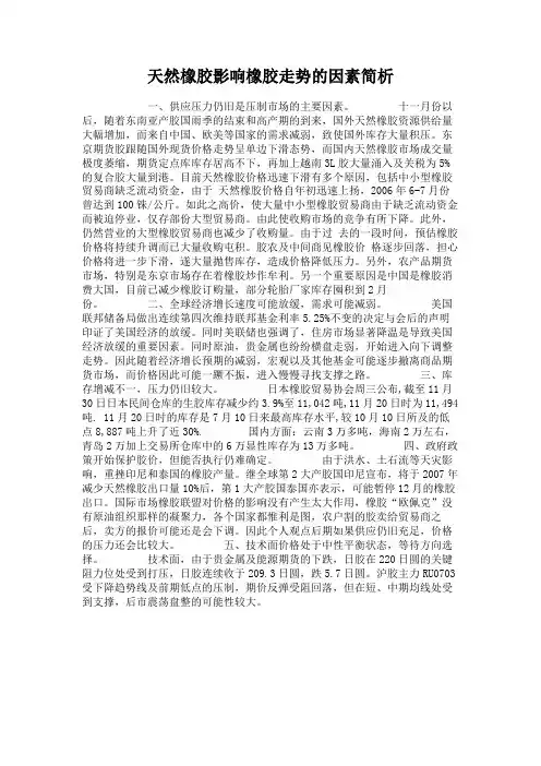 天然橡胶影响橡胶走势的因素简析.