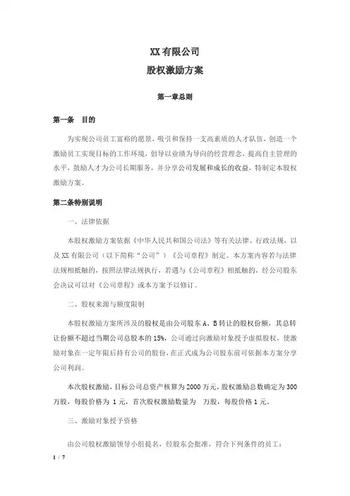 公司股权激励方案