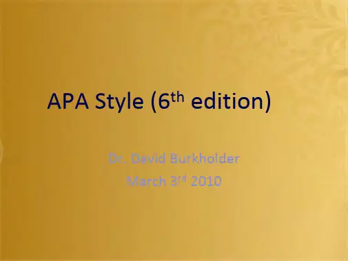 APA Style (6th edition)APA格式(第六版)(共18张PPT)