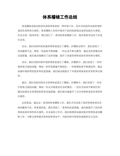 体系稽核工作总结