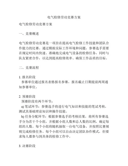 电气检修劳动竞赛方案
