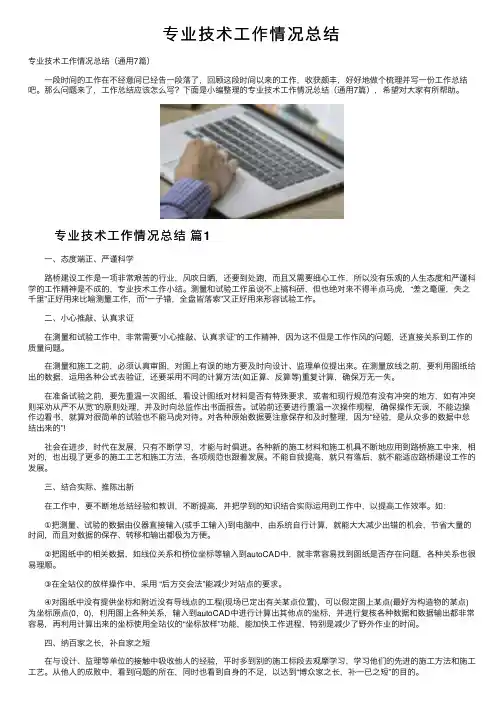 专业技术工作情况总结