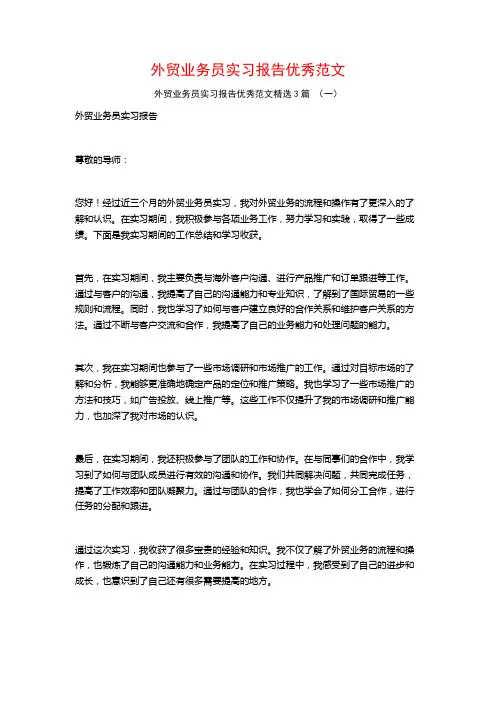 外贸业务员实习报告优秀范文3篇