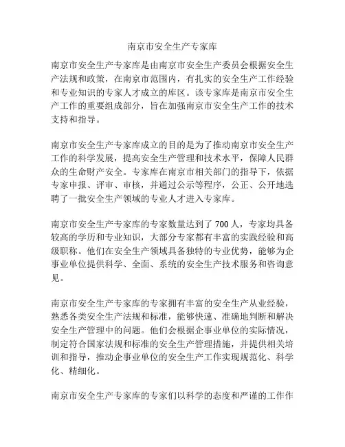 南京市安全生产专家库