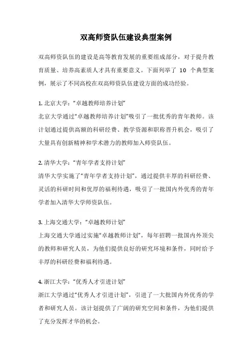 双高师资队伍建设典型案例