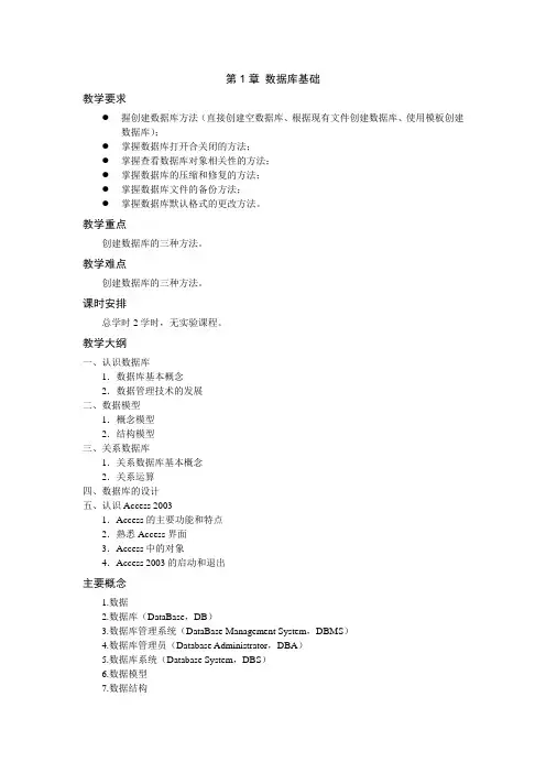 《Access数据库实用教程》第一章