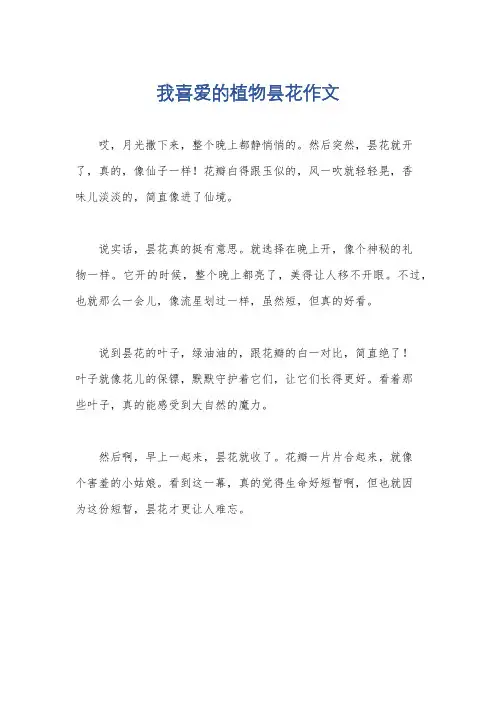 我喜爱的植物昙花作文