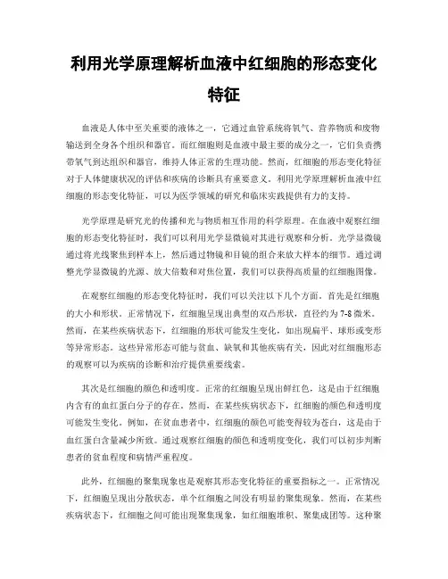 利用光学原理解析血液中红细胞的形态变化特征