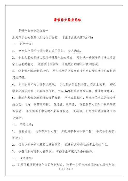 暑假作业检查总结