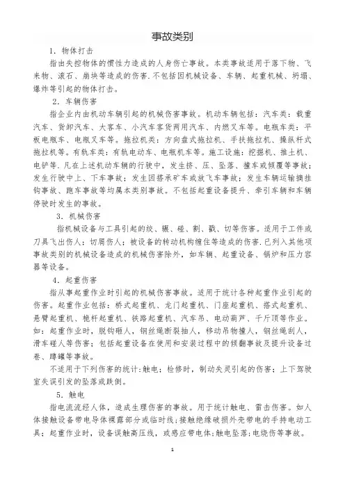 安全生产事故类别--20种