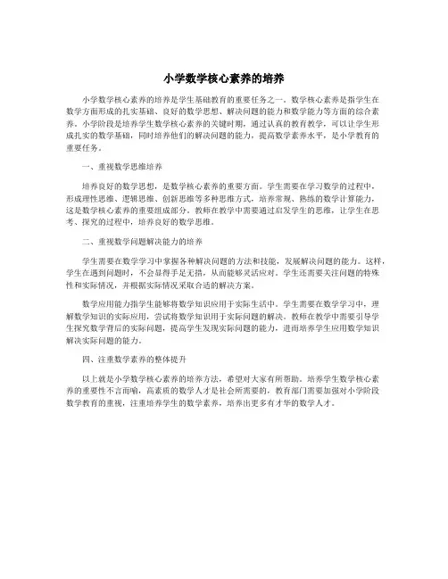 小学数学核心素养的培养