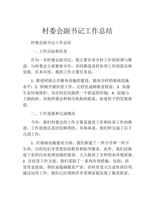 村委会副书记工作总结
