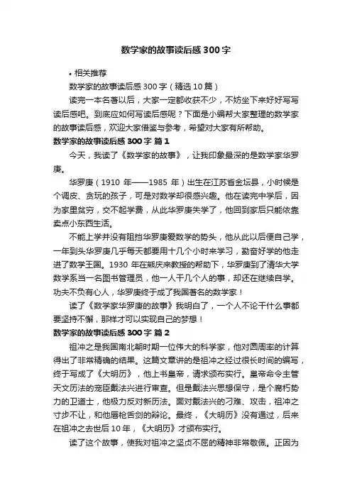 数学家的故事读后感300字