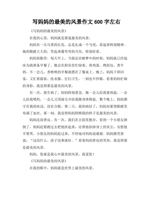 写妈妈的最美的风景作文600字左右