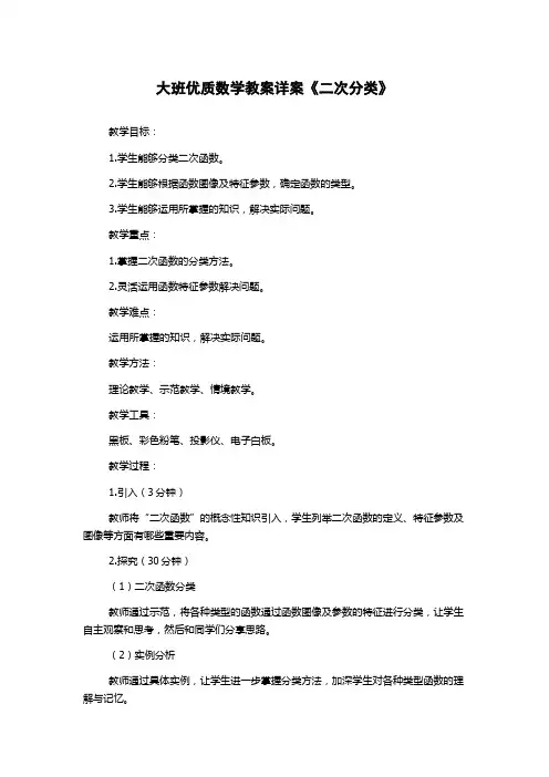 大班优质数学教案详案《二次分类》