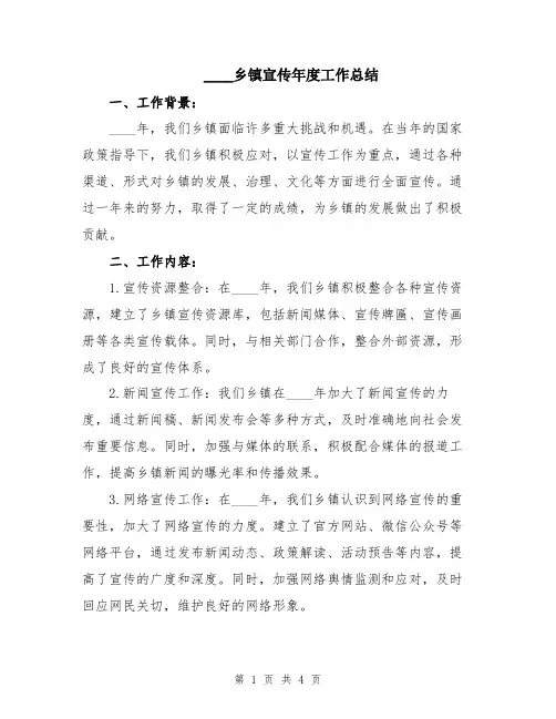 2024乡镇宣传年度工作总结