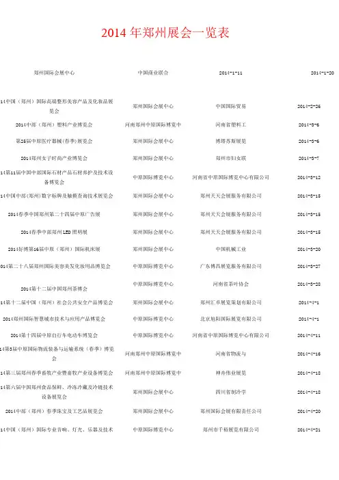 2014郑州全年展会一览表