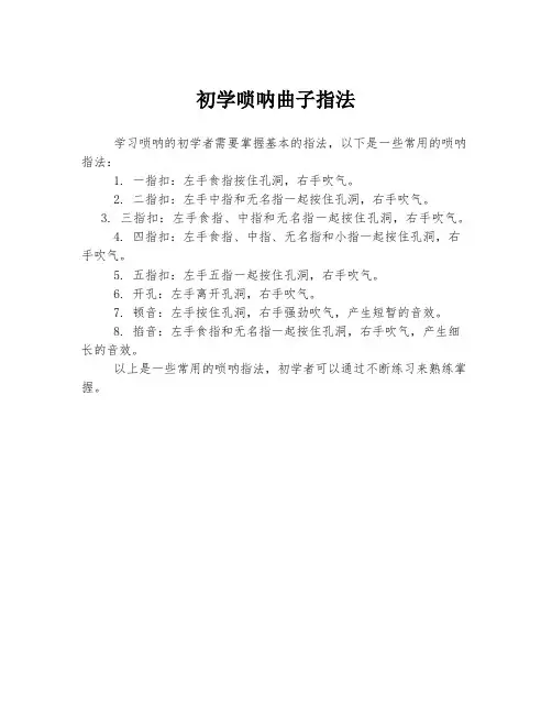 初学唢呐曲子指法