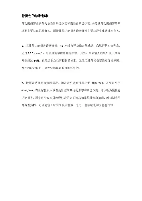 肾损伤的诊断标准