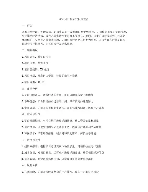 矿山可行性研究报告规范