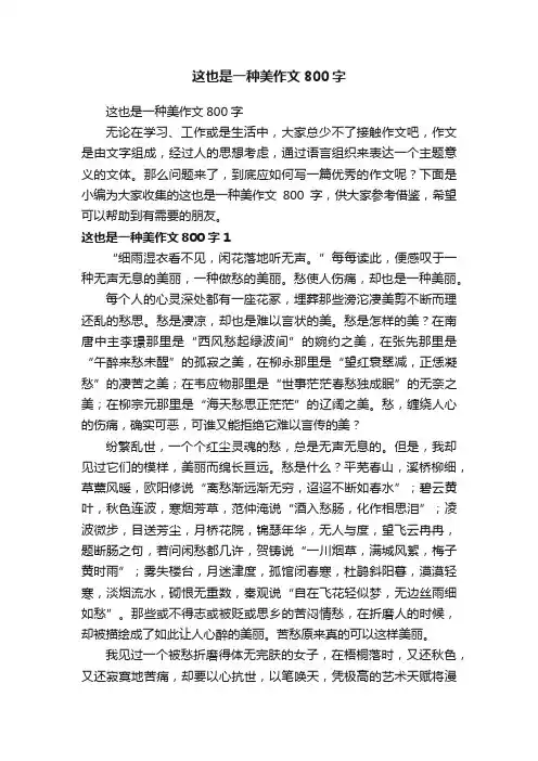 这也是一种美作文800字