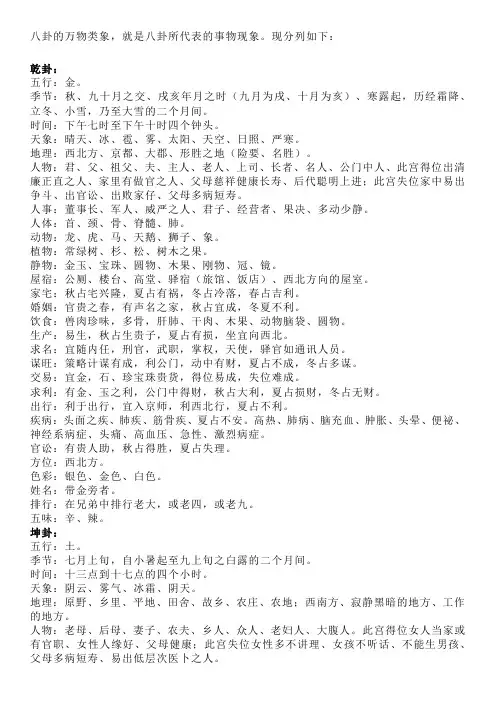 八卦万物类象