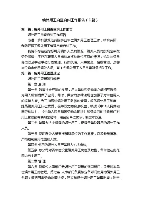 编外用工自查自纠工作报告（5篇）