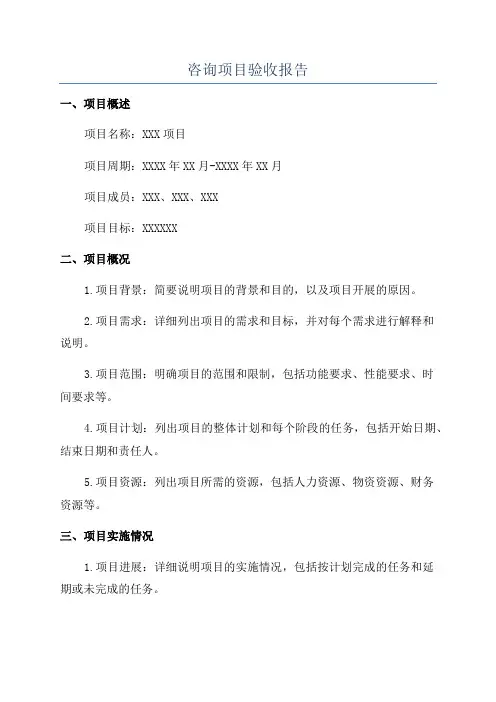 咨询项目验收报告