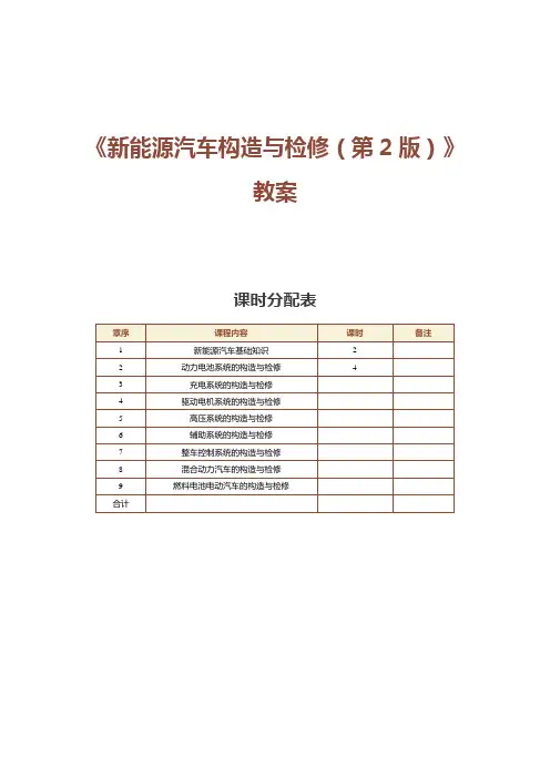 《 新能源汽车构造与检修》教案    第1课 认识新能源汽车