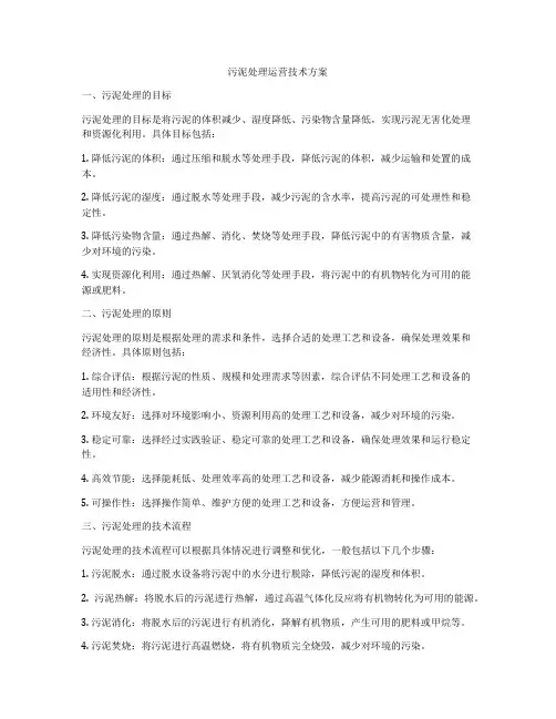 污泥处理运营技术方案
