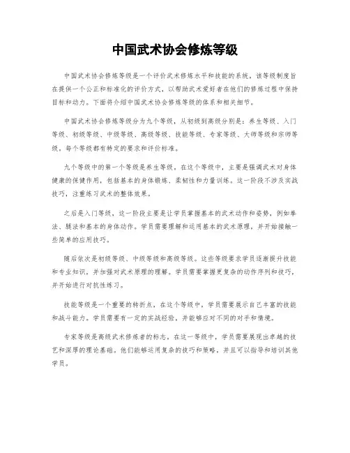 中国武术协会修炼等级