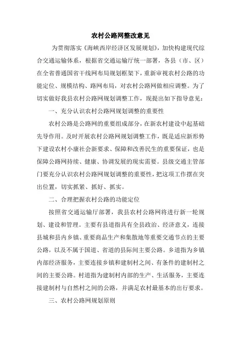 农村公路网整改意见.doc