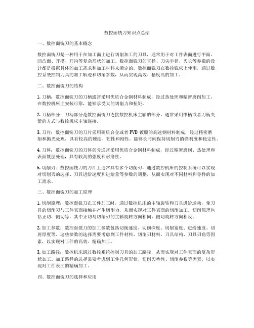 数控面铣刀知识点总结