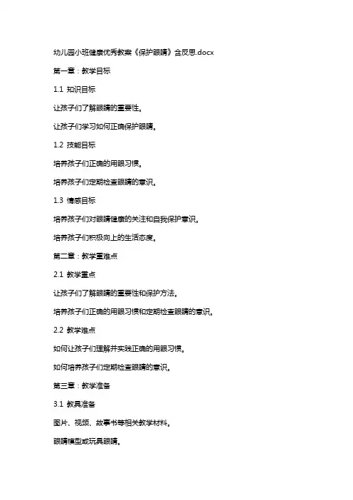 幼儿园小班健康教案《保护眼睛》含反思