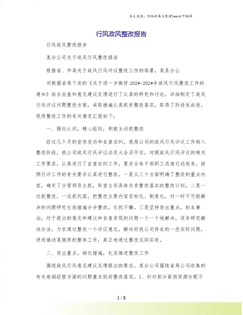 行风政风整改报告