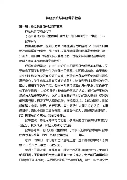 神经系统与神经调节教案