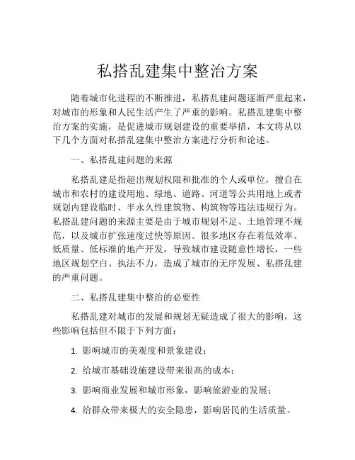 私搭乱建集中整治方案
