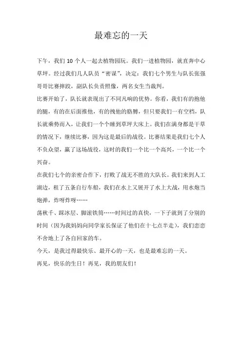 二年级叙事最难忘的一天