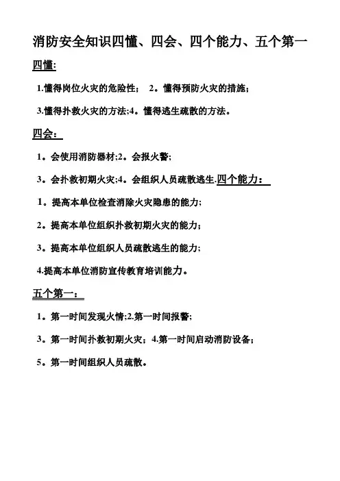 消防安全知识四懂四会四个能力五个第一