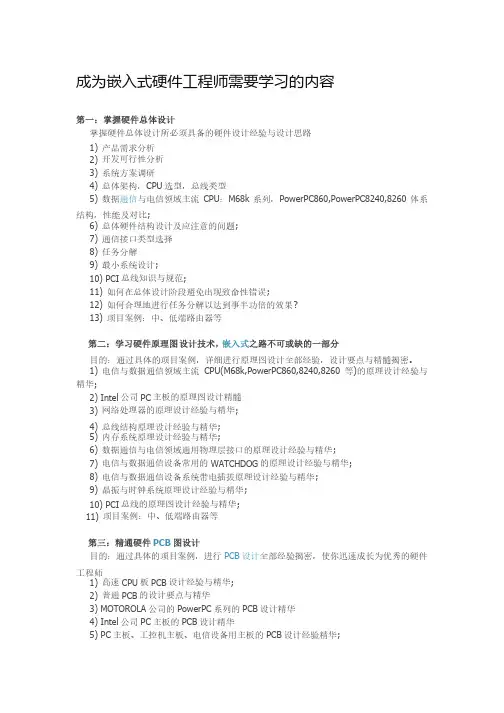 成为嵌入式硬件工程师需要学习的内容