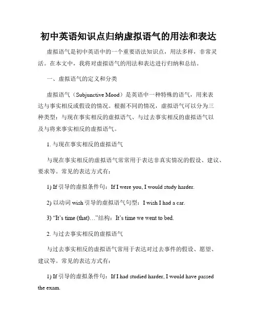 初中英语知识点归纳虚拟语气的用法和表达