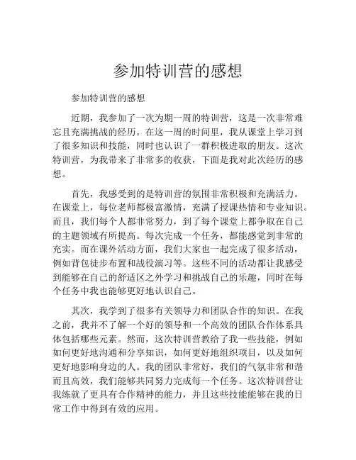 参加特训营的感想