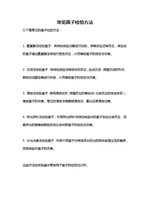 常见离子检验方法