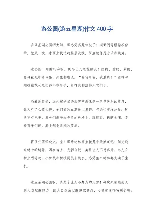 游公园(游五星湖)作文400字