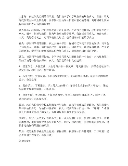 小学毕业班数学教师发言稿
