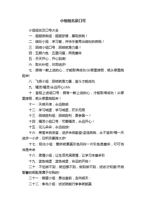 小组组名及口号大全