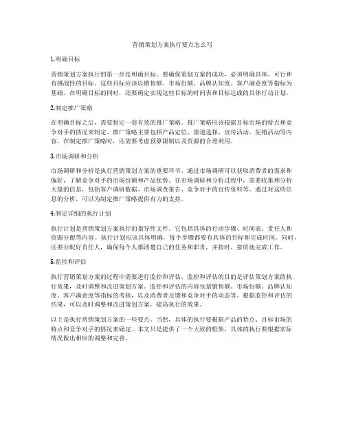 营销策划方案执行要点怎么写