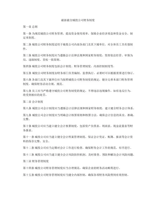 最新最全城投公司财务制度